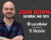 Promo banner with a smiling man on the left and bold 'JOIN BORNA' text plus the date, announcing UScellular joining T-Mobile.