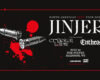 Promotional metal tour poster: JINJER with Crystal Lake and Entheos, July 14 at The Sylvee, Madison, WI, on a black background with red splatters and a red border