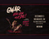 GWAR concert poster: 'GOR GOR MUST DIE!' with a monster guitar, Dec 3 in Milwaukee at The Rave/Eagles Club; tickets at therave.com.