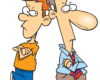 Two cartoon men stand back-to-back with crossed arms and angry expressions, showing a disagreement.