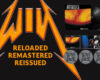 Metallica 'Reloaded Remastered Reissued' cover featuring an orange lightning logo with a CD/vinyl and media inserts vignette